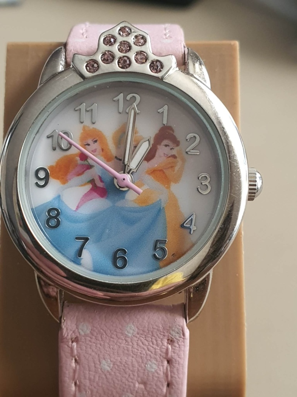 🦋10/$20🦋 Disney Princess Silver/Rhinestone Pink Leather Girl's Watch